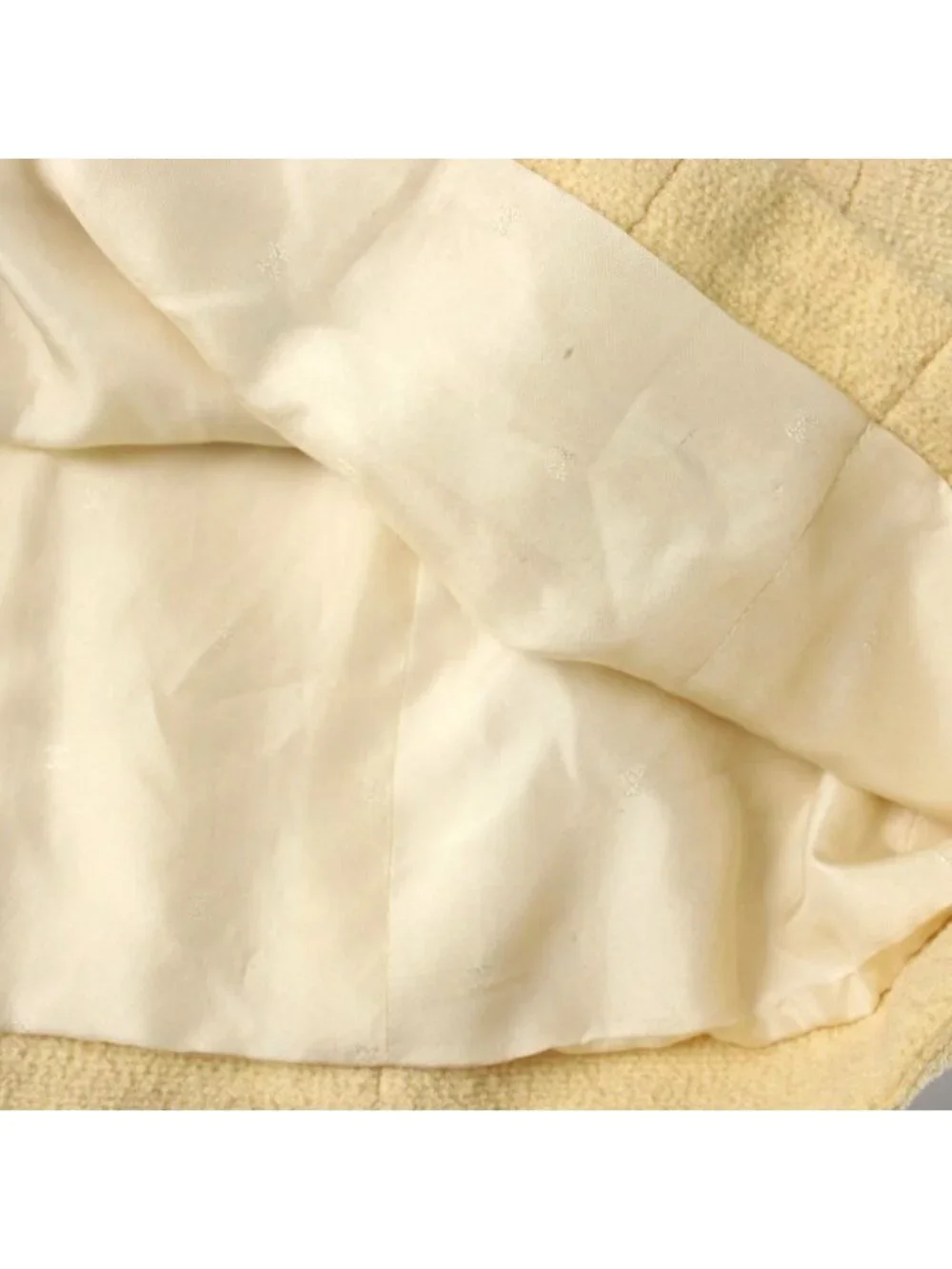 Chanel Pencil Skirt Knee Wool Cream Beige 40